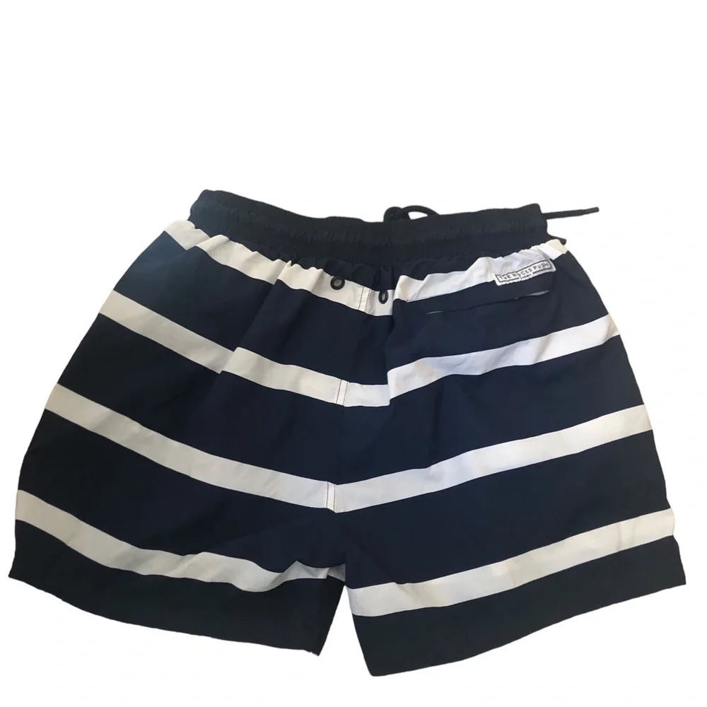 The Rocks Push Balmoral Mid Length Navy Stripe Board Shorts Sz 36 Beach To Bar